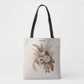 Elegante bloemen, bladeren en veren tote bag (Voorkant)