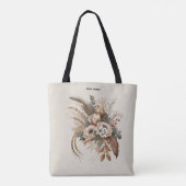 Elegante bloemen, bladeren en veren tote bag (Achterkant)