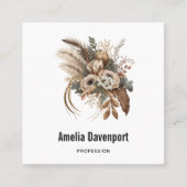 Elegante bloemen, bladeren en veren vierkante visitekaartje (Voorkant)
