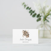 Elegante bloemen, bladeren en veren visitekaartje (Staand voorkant)