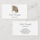 Elegante bloemen, bladeren en veren visitekaartje (Voorkant / Achterkant)