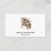 Elegante bloemen, bladeren en veren visitekaartje (Voorkant)