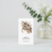 Elegante bloemen, bladeren en veren visitekaartje (Staand voorkant)