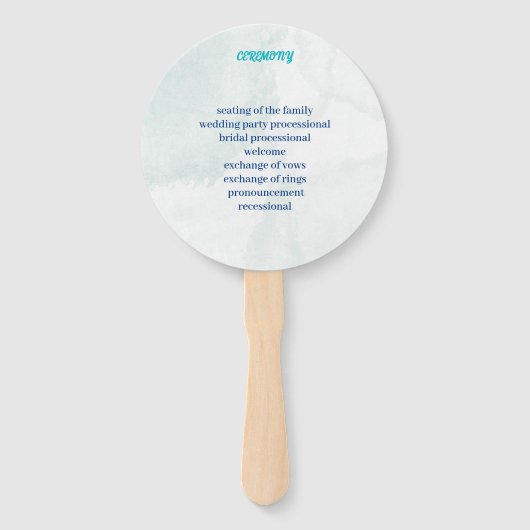 Elegante bloemen Blauw Aangepaste bruiloft program Handwaaier (Achterkant)