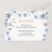 Elegante Bloemen Blauw bruiloft receptie alleen Informatiekaartje (Voorkant)