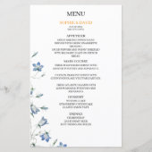 Elegante Bloemen Blauw Huwelijk Budget Menu (Voorkant)