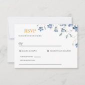 Elegante Bloemen Blauw Huwelijk RSVP (Voorkant)