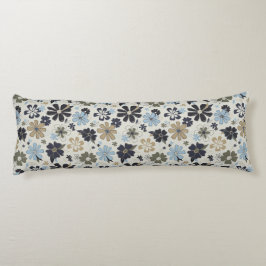Elegante bloemen blauw tan bloemmotief lichaamskussen