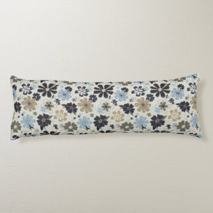 Elegante bloemen blauw tan bloemmotief lichaamskussen
