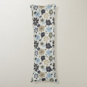 Elegante bloemen blauw tan bloemmotief lichaamskussen (Voorkant Verticaal)