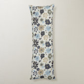 Elegante bloemen blauw tan bloemmotief lichaamskussen (Achterkant (Verticaal))