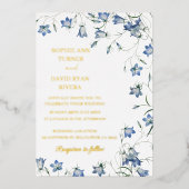 Elegante Bloemen Blauwe Bellflower bruiloft Folie Uitnodiging (Voorkant)
