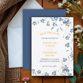 Elegante Bloemen Blauwe Bellflower bruiloft Save The Date