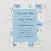 Elegante Bloemen Blauwe Tuin Engagement Party Uitnodiging Briefkaart (Voorkant)