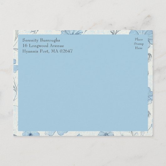 Elegante Bloemen Blauwe Tuin Trouwen Save the Date Aankondigingskaart (Achterkant)