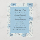 Elegante Bloemen Blauwe Tuin Trouwen Save the Date Aankondigingskaart (Voorkant)