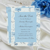 Elegante Bloemen Blauwe Tuin Trouwen Save the Date Aankondigingskaart