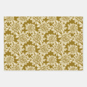 Elegante Bloemen Blauwgroen, Blauw, Mosterd Inpakpapier Vel (Voorkant 3)