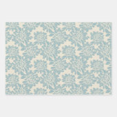 Elegante  Bloemen Blauwgroen, Blauw, Mosterd Inpakpapier Vel (Voorkant)