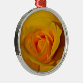 Elegante bloemen bloem Gele Roos Metalen Ornament (Rechts)