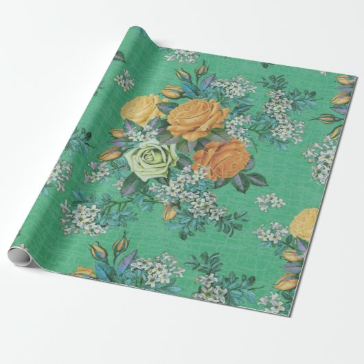  elegante bloemen bloemetjesthematroon cadeaupapier (Uitgerold)