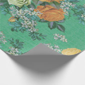  elegante bloemen bloemetjesthematroon cadeaupapier (Hoek)