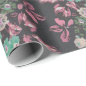  elegante bloemen bloemetjesthematroon cadeaupapier (Rol Hoek)