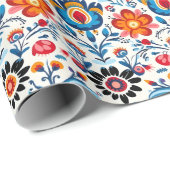 Elegante Bloemen Bloempatroon Cadeaupapier (Rol Hoek)