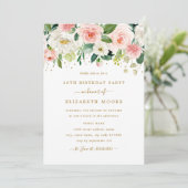 Elegante Bloemen Blush Goud 16e verjaardag Kaart (Staand voorkant)