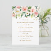 Elegante Bloemen Blush Goud 80ste Verjaardag Kaart (Staand voorkant)