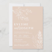 Elegante Bloemen Blush Kruiden Boho Huwelijk Kaart (Voorkant)