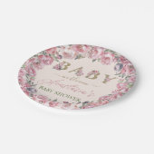 Elegante Bloemen Blush Pioenrozen in Bloom Baby sh Papieren Bordje (Gekanteld)