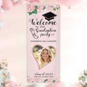 Elegante Bloemen Blush Roze Afstuderen Welkom Spandoek