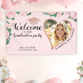 Elegante Bloemen Blush Roze Afstuderen Welkom Spandoek