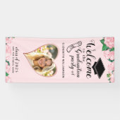 Elegante Bloemen Blush Roze Afstuderen Welkom Spandoek (Horizontaal)