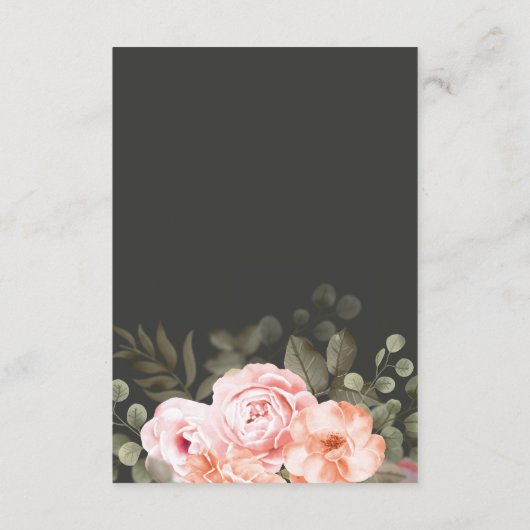 Elegante Bloemen Blush Roze Details / Routebeschri Informatiekaartje (Achterkant)