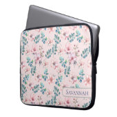 Elegante Bloemen Blush Roze Elektronica Tas (Voorkant Links)