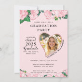 Elegante Bloemen Blush Roze Graduation Party Kaart (Voorkant)