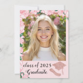 Elegante Bloemen Blush Roze Graduation Party Kaart (Achterkant)