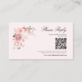 Elegante Bloemen Blush Roze QR Code Huwelijk RSVP Informatiekaartje (Voorkant)