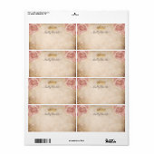Elegante Bloemen Blush Roze Rose Gouden Kroon Verz Etiket (Full Sheet)