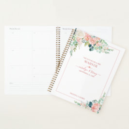 Elegante Bloemen Blush Roze Rose Script Wedding Planner
