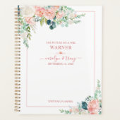 Elegante Bloemen Blush Roze Rose Script Wedding Planner (Voorkant)