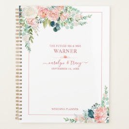 Elegante Bloemen Blush Roze Rose Script Wedding Planner