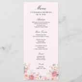 Elegante Bloemen Blush Roze Trouwtafel Menu