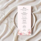 Elegante Bloemen Blush Roze Trouwtafel Menu