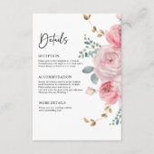 Elegante Bloemen Blush Roze Tuin Trouwdetails Informatiekaartje (Voorkant)