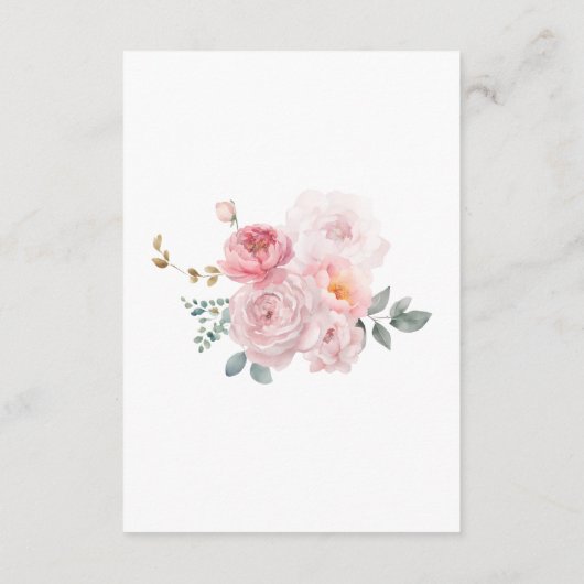 Elegante Bloemen Blush Roze Tuin Trouwdetails Informatiekaartje (Achterkant)