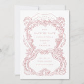 Elegante Bloemen Blush Toile Save the Date Kaart (Voorkant)
