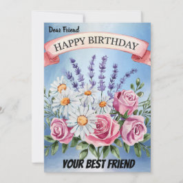 Elegante Bloemen Boeket Verjaardag Uitnodiging